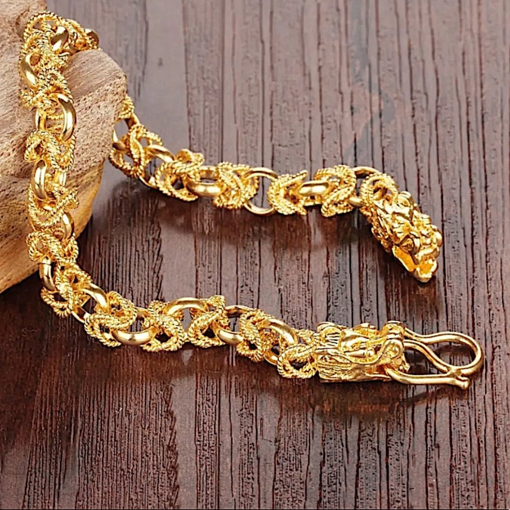 Dragon Hold Plated Byzantine Unisex Bracelet - Picture 14 of 14